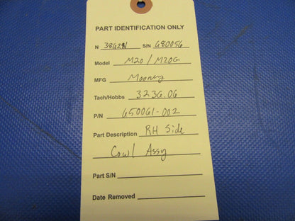 Mooney M20 / M20G Side Cowl Assembly RH P/N 650061-002 (0921-330)