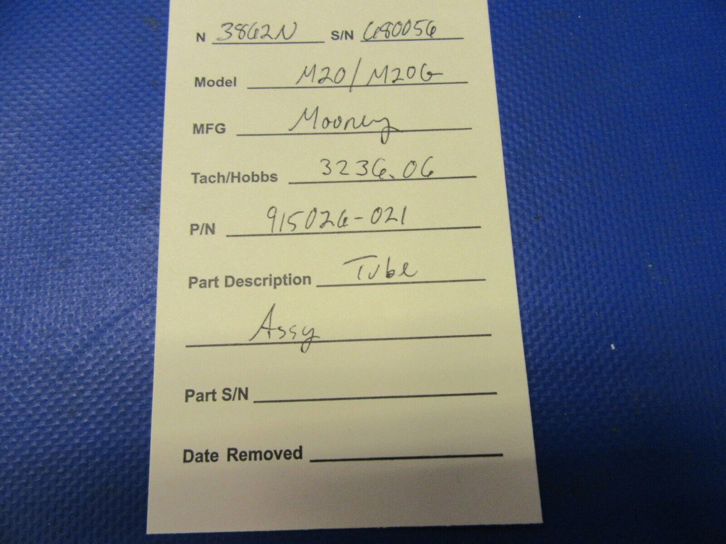 Mooney M20 /  M20G Tube Stabilizer Trim Control AFT P/N 915026-021 (0921-335)