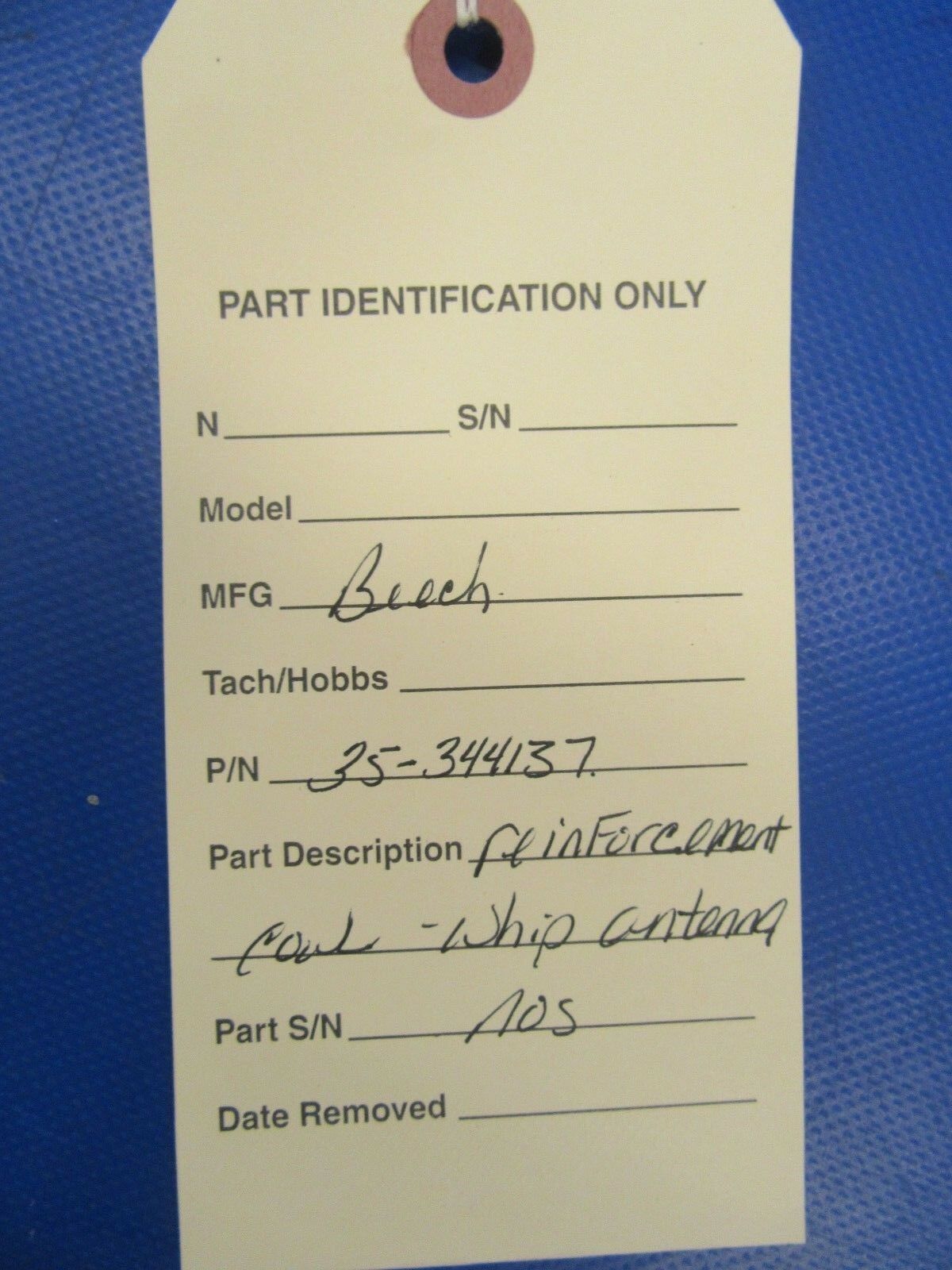 Beech Bonanza Reinforcement Cowl Whip Antenna P/N 35-344137 NOS (0918-280)