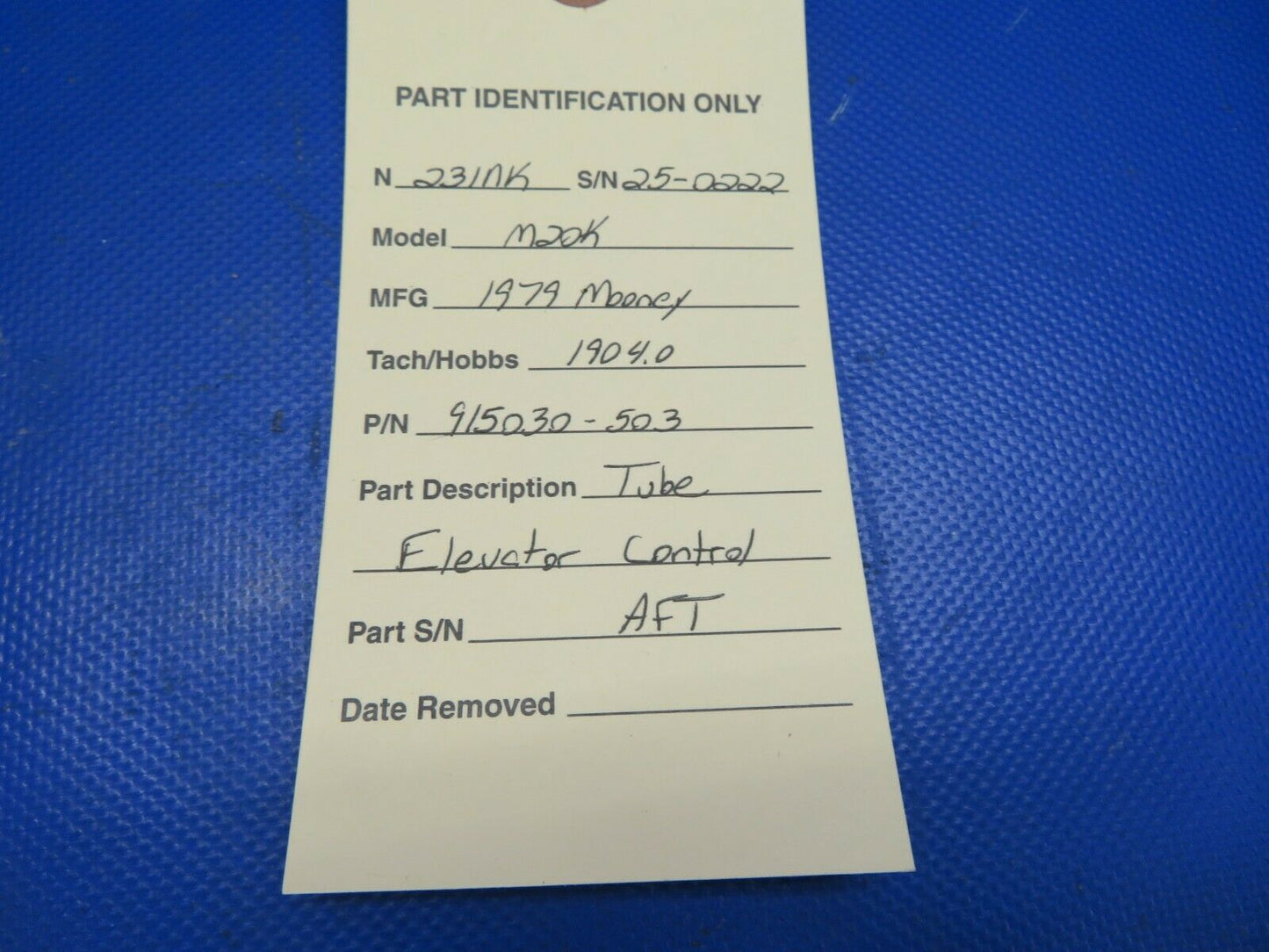 Mooney M20 / M20K Tube Elevator Control AFT P/N 915030-503 (0721-1002)