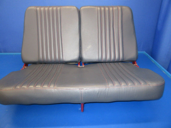 Cessna R182 Rear Seat Gray Leather w/ Red Stitching Reclines (0917-96)
