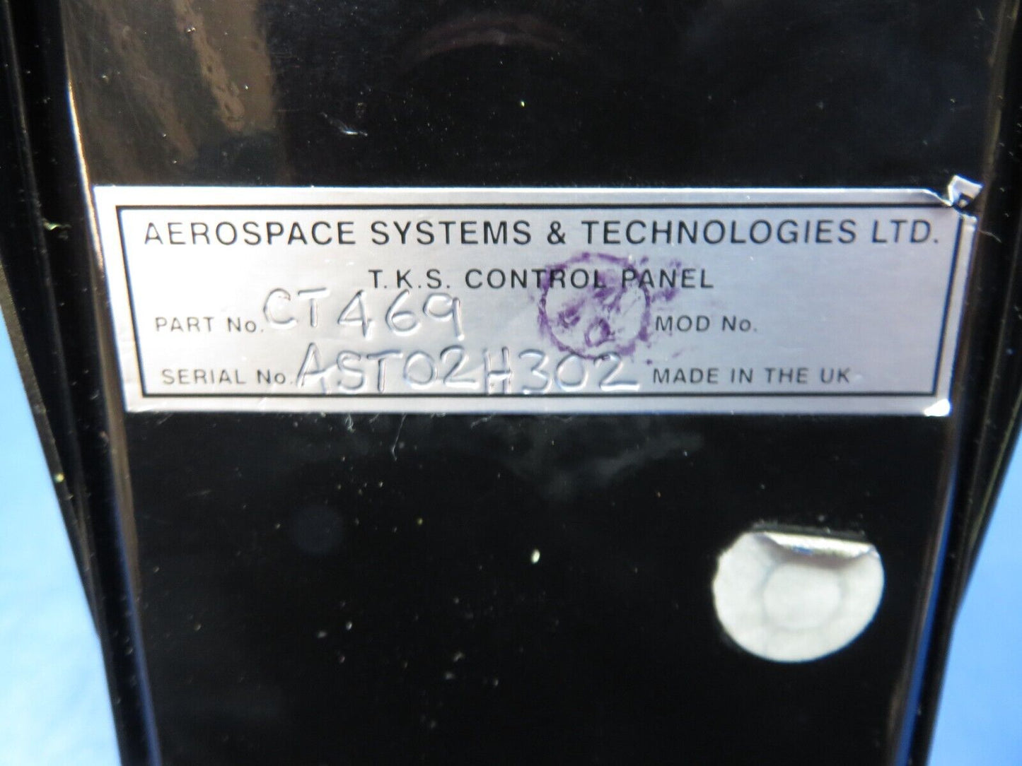 Aerospace Systems T.K.S. Control Panel P/N CT469 CORE (1023-543)
