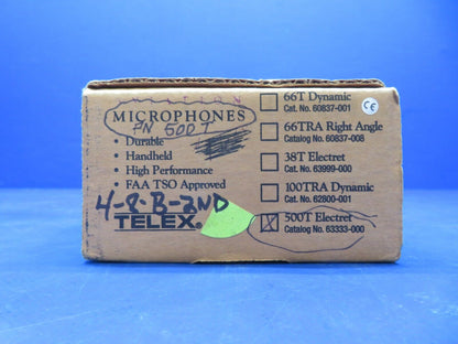 Telex Electret Aviation Microphone P/N 500T NOS (0923-665)