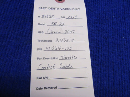 Cirrus SR-22 Throttle Control Cable P/N 14064-102 (0122-330)