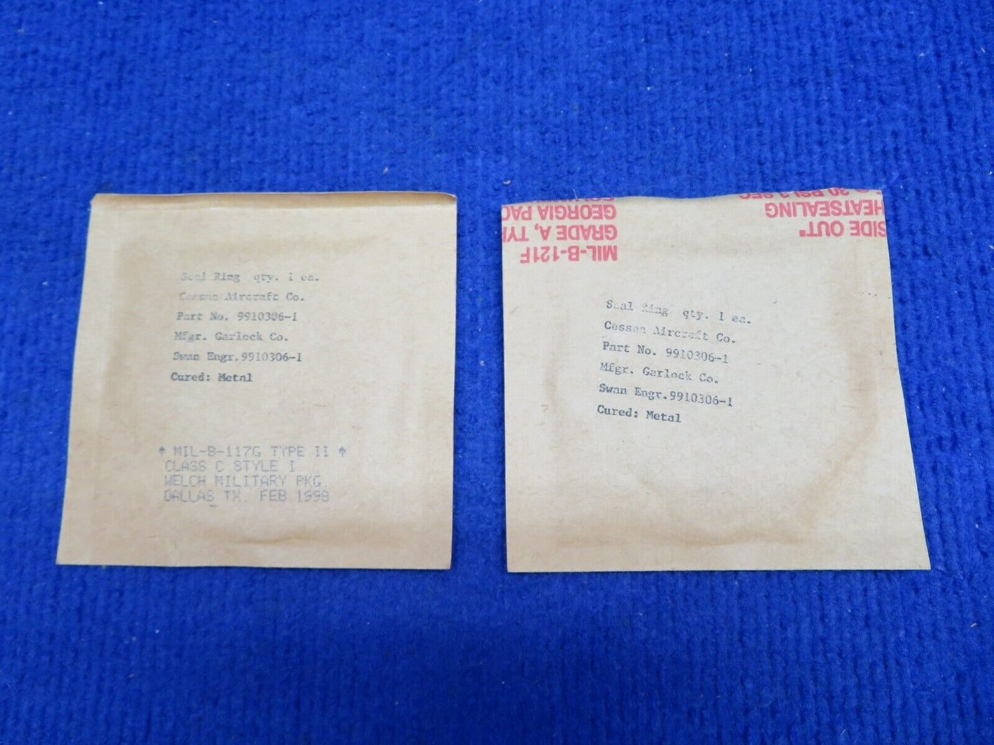 Cessna Garlock Gasket P/N 9910306-1 LOT OF 2 NOS w/ 8130 (0622-308)