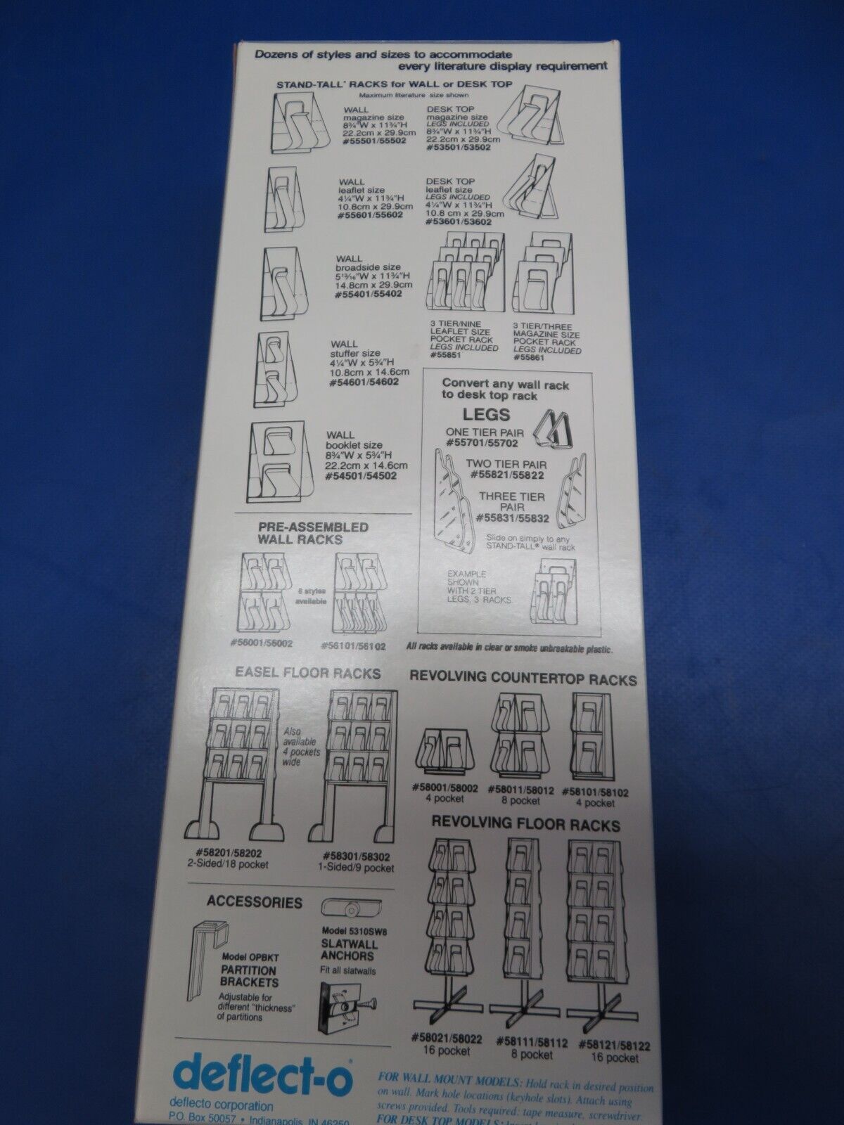 Deflect-o 5501 Clear Stand-Tall Literature Rack LOT OF 5 NOS (0423-420)