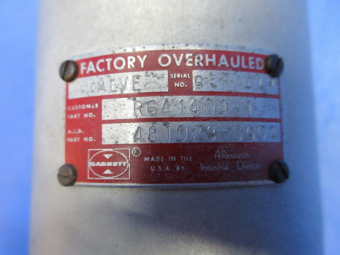 Continental TSIO-360 Garrett Turbo Pressure Relief Valve R641404-1 (0623-199)