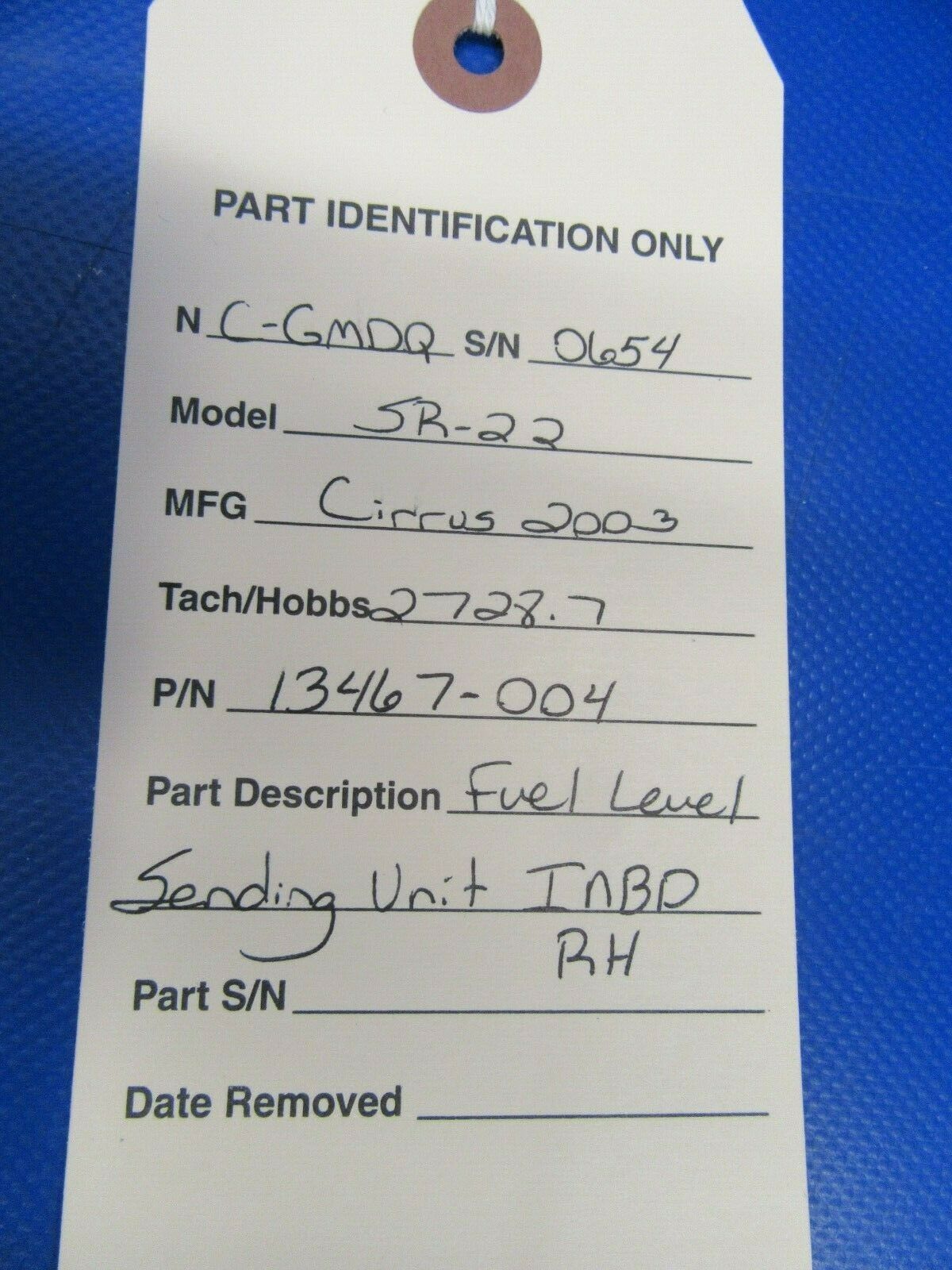 Cirrus SR22 RH Inboard Fuel Level Sender P/N 13467-004 (1019-351)