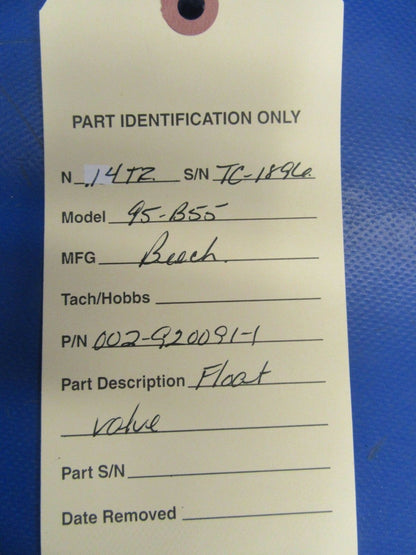 Beech Baron 95-B55 Float Valve P/N 002-920091-1 (1018-53)