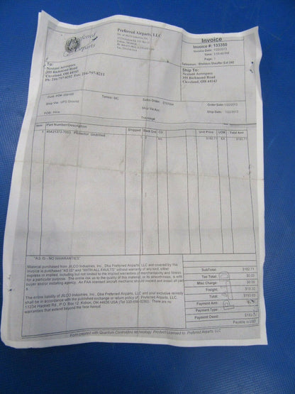Hawker Beech Protector P/N 45A31372-7003 NOS (0419-180)