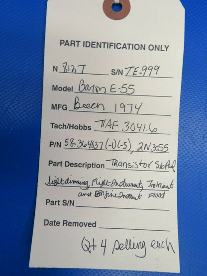 Beech Baron E-55 Transistor Sub Panel Light Dim 58-364037-1, 2N3055 (0120-25)