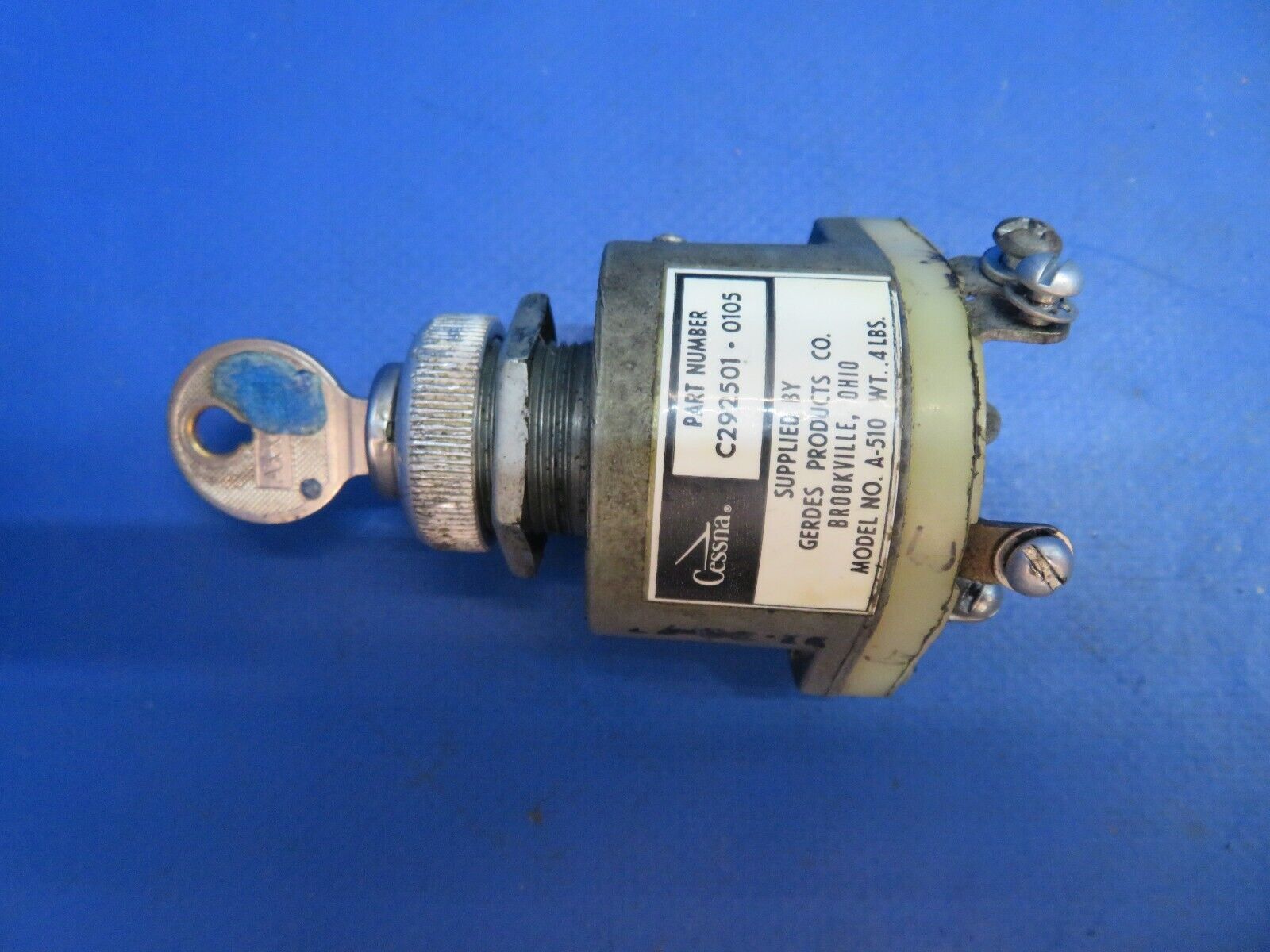 Cessna 172 Gerdes Ignition Switch with Key P/N C292501-0105
