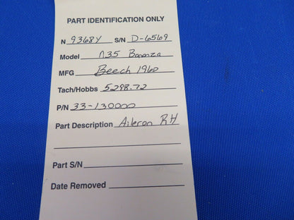 Beech N35 Bonanza RH Aileron Magnesium P/N 33-130000 (0820-460)