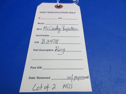 McCauley Threaded Propeller Ring w/ Paperwork LOT OF 2 P/N B3478 NOS (0523-440)