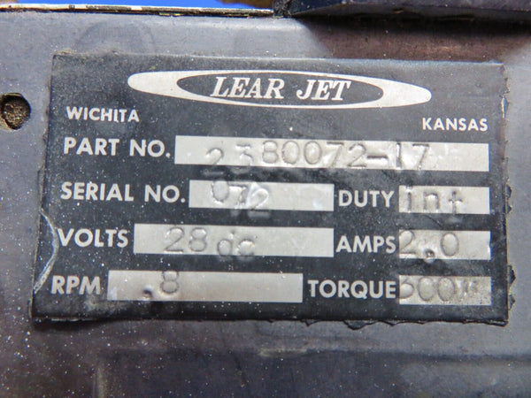 Lear 23 Actuator Assy Trim Tab P/N 2380072-17 CORE (1122-529)