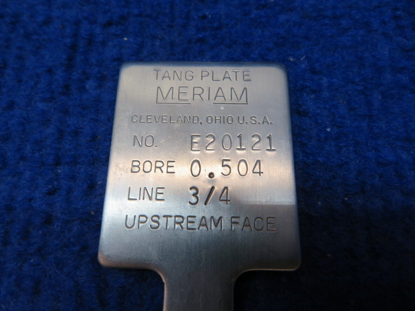 Meriam Stainless .504 Bore Orifice P/N Model 951 NOS (0622-942)