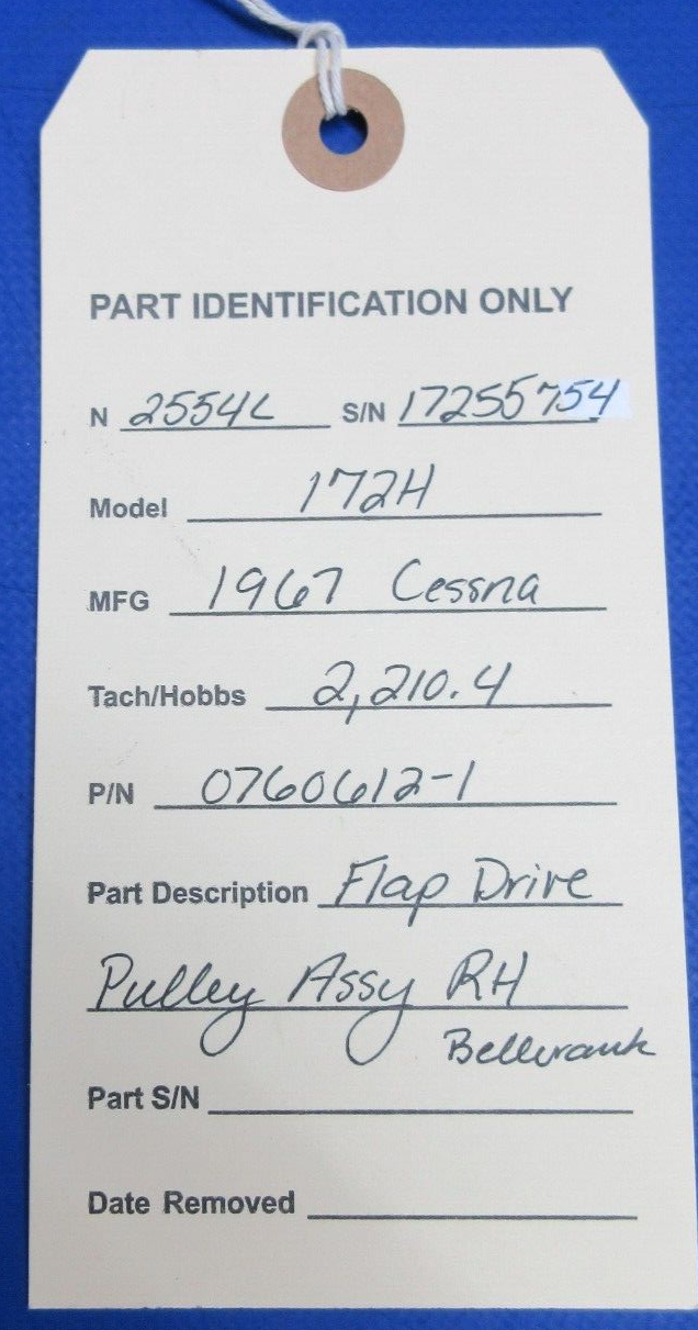 Cessna 172 / 172H Flap Drive Pulley Assy RH Bellcrank P/N 0760612-1 (1023-1001)