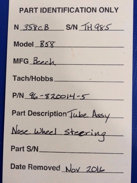 Beech Baron 58 Tube Assy Nose Wheel Steering P/N 96-820014-5 (0117-14)