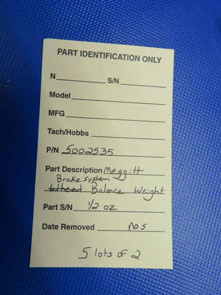 Meggitt Brake Balance Weight 1/2oz P/N 5002535 LOT OF 2 NOS (1120-322)