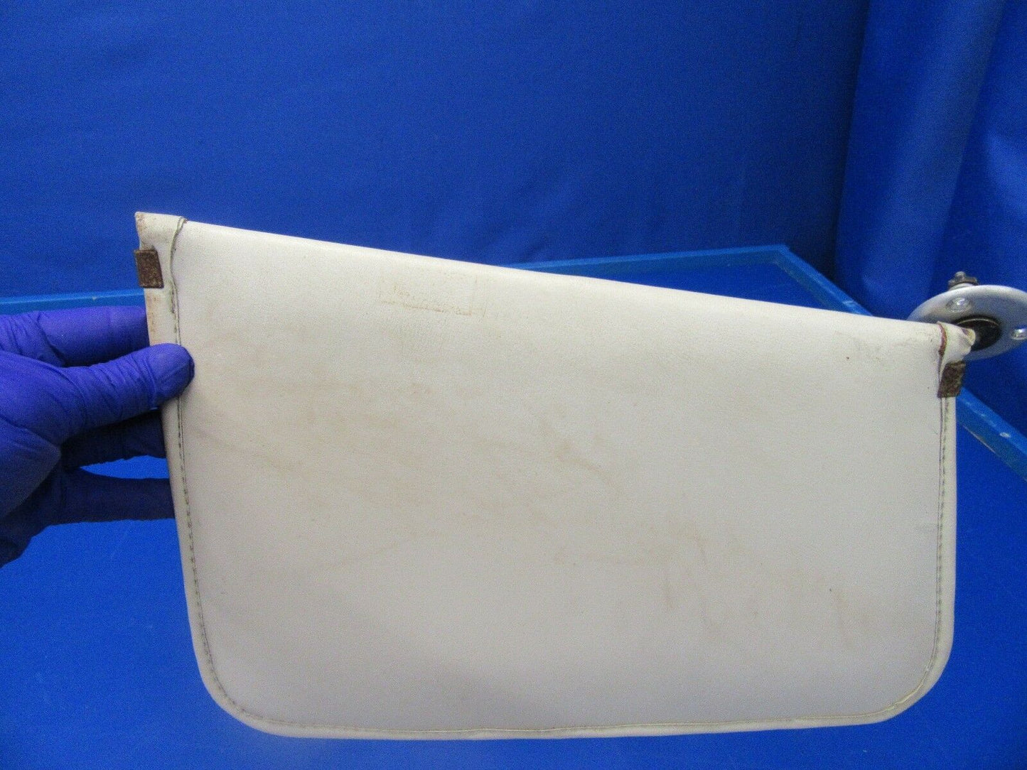 Beech Baron D55 Sun Visors Off White Leather 1 PAIR P/N 106-530032-7 (0418-158)