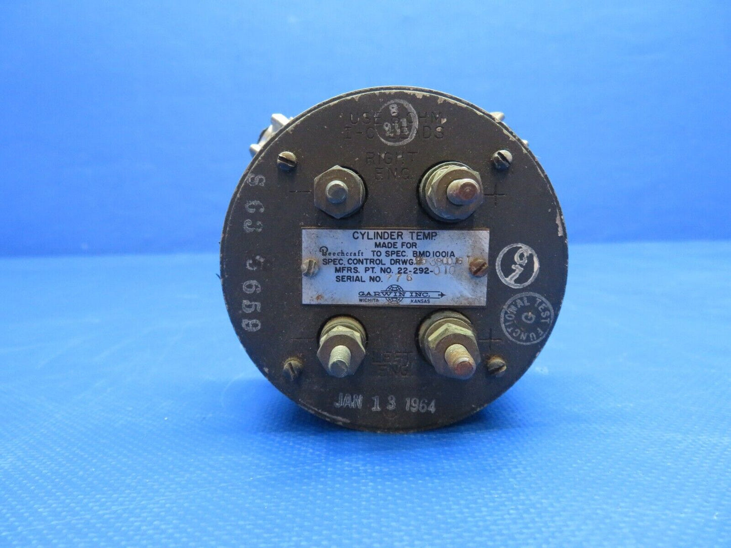 Beech D95A Cylinder Head Temp. Gauge P/N 22-292-010 WARRANTY (0324-1708)
