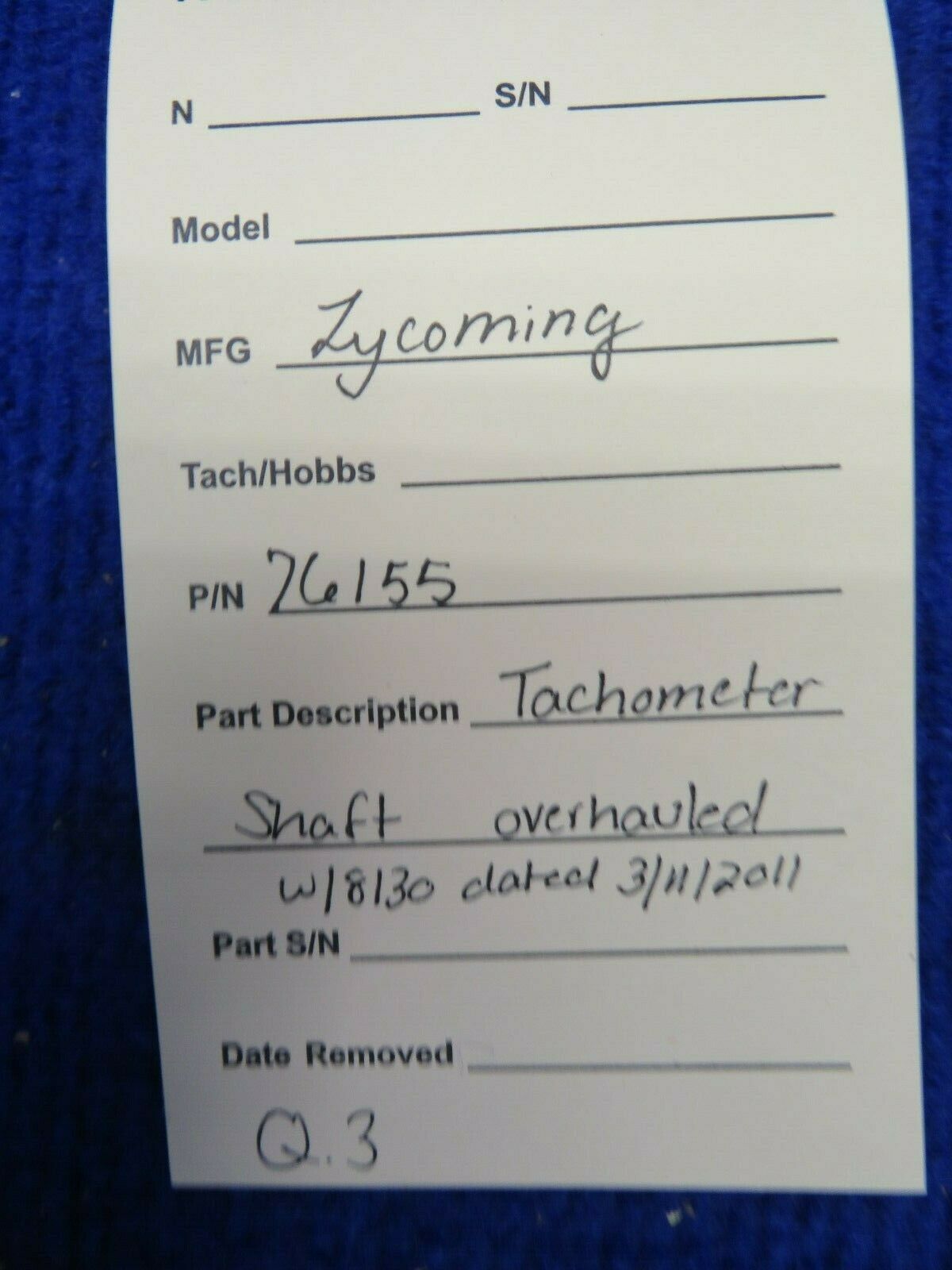 Lycoming Tachometer Shaft P/N 76155 OH w/ 8130 (0222-727)