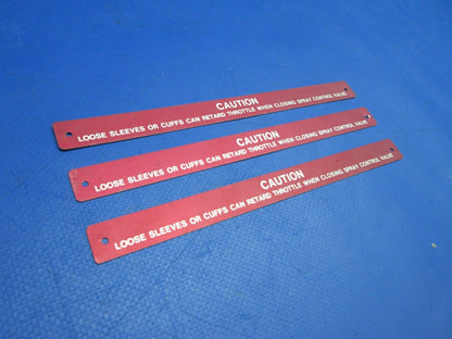 Piper PA-25 Placard "Caution" LOT OF 3 P/N 80989-02, 80989-002 NOS (0523-427)