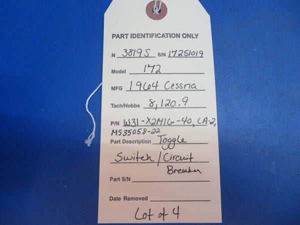 1964 Cessna 172 Switch / Circuit Breaker P/N W31-X2M1G-40 LOT OF 4 (0123-608)