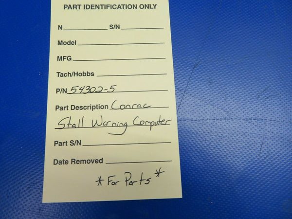 Conrac Stall Warning Computer P/N 54302-5 FOR PARTS (0720-759)