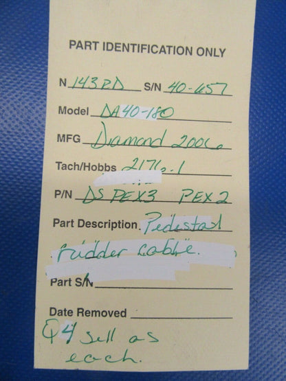 Diamond DA40-180 Pedestal Rudder Cable DS PEX3 PEX2 (0319-26)