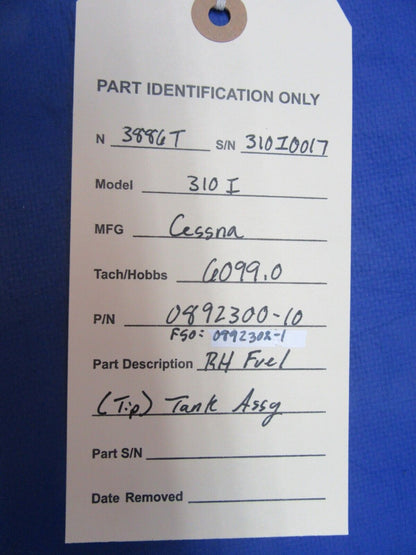Cessna 310 / 310I RH Fuel / Tip Tank P/N 0892300-10 / 0892302-1 (0923-14)