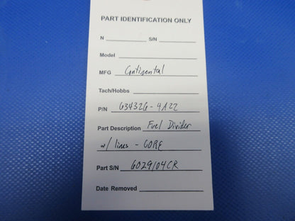 Continental Fuel Divider with Lines P/N 634326-4A22 CORE (0224-1003)