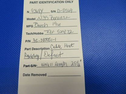 Beech N35 Bonanza Cable Heat Regulating / Defrost 35-380051-1 25-1/2" (0121-317)