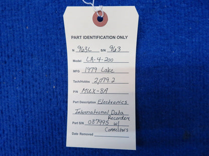 Lake LA-4-200 Electronics Intl Data Recorder w/ Connectors P/N MUX-8A (0622-768)