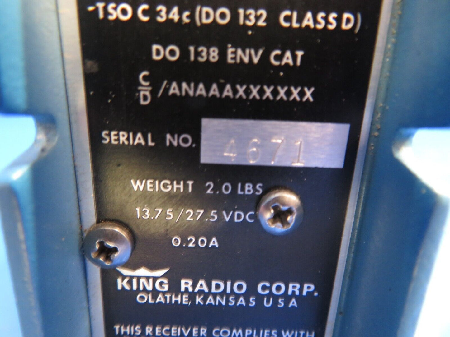 King KN 73 Glideslope Receiver 14-28V P/N 066-1033-00 (0223-947)