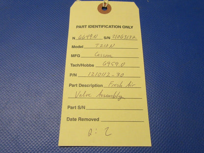 Cessna T210N Fresh Air Valve Assembly P/N 1210112-30 (0321-480)
