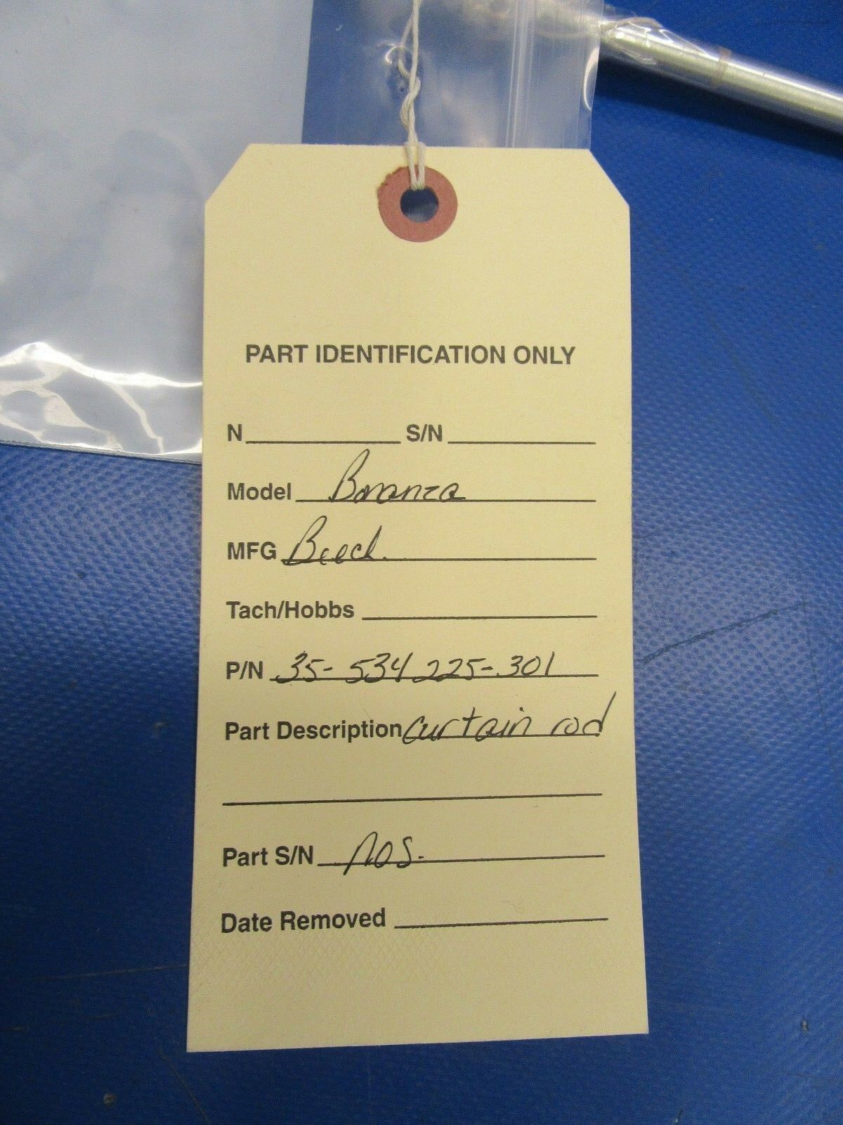Beech Bonanza Curtain Rod P/N 35-534225-301 NOS (1218-351)