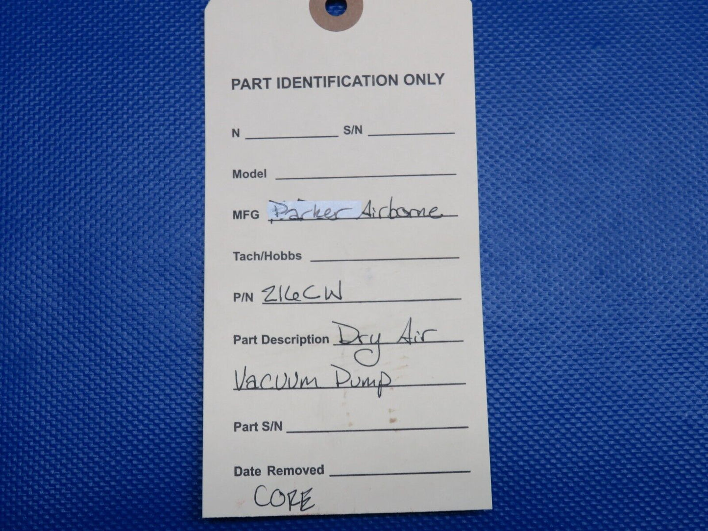 Parker Airborne Dry Air Vacuum Pump P/N 216CW (1223-1078)