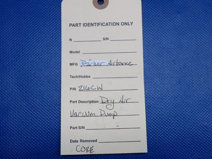 Parker Airborne Dry Air Vacuum Pump P/N 216CW (1223-1078)