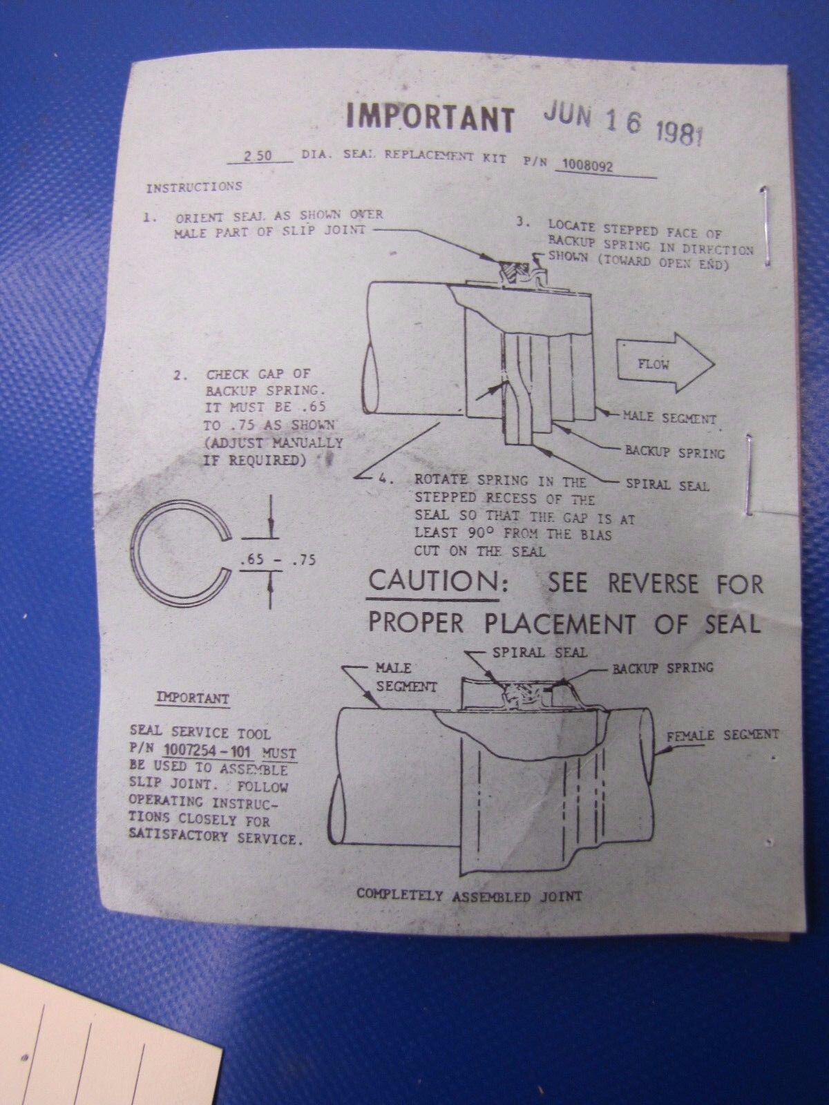 Cessna Joint Seal Kit P/N 1008092 & 1010167-000 (0417-82)
