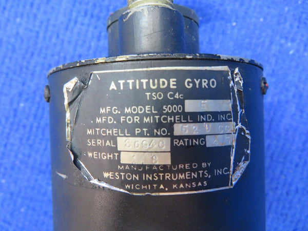 Weston Instruments Mitchell Attitude Gyro 5000 E P/N 52D66 CORE (0622-532)