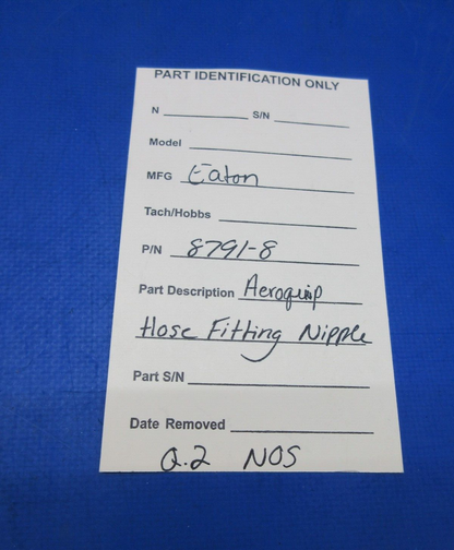 Eaton Aeroquip Hose Fitting Nipple P/N 8791-8 NOS (0923-909)