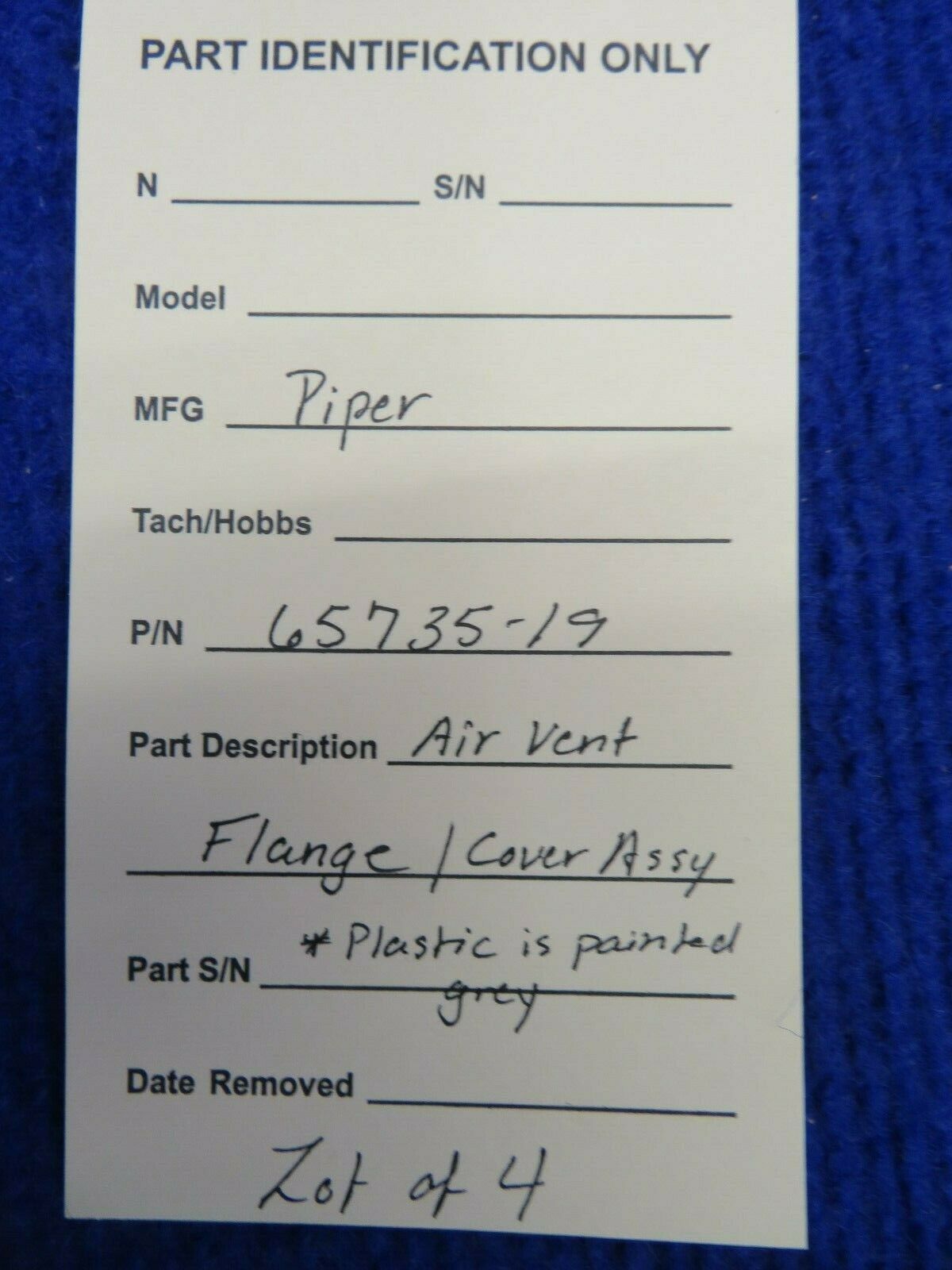 Piper Air Vent Flange / Cover Assy P/N 65735-19 LOT OF 4 (0222-744)