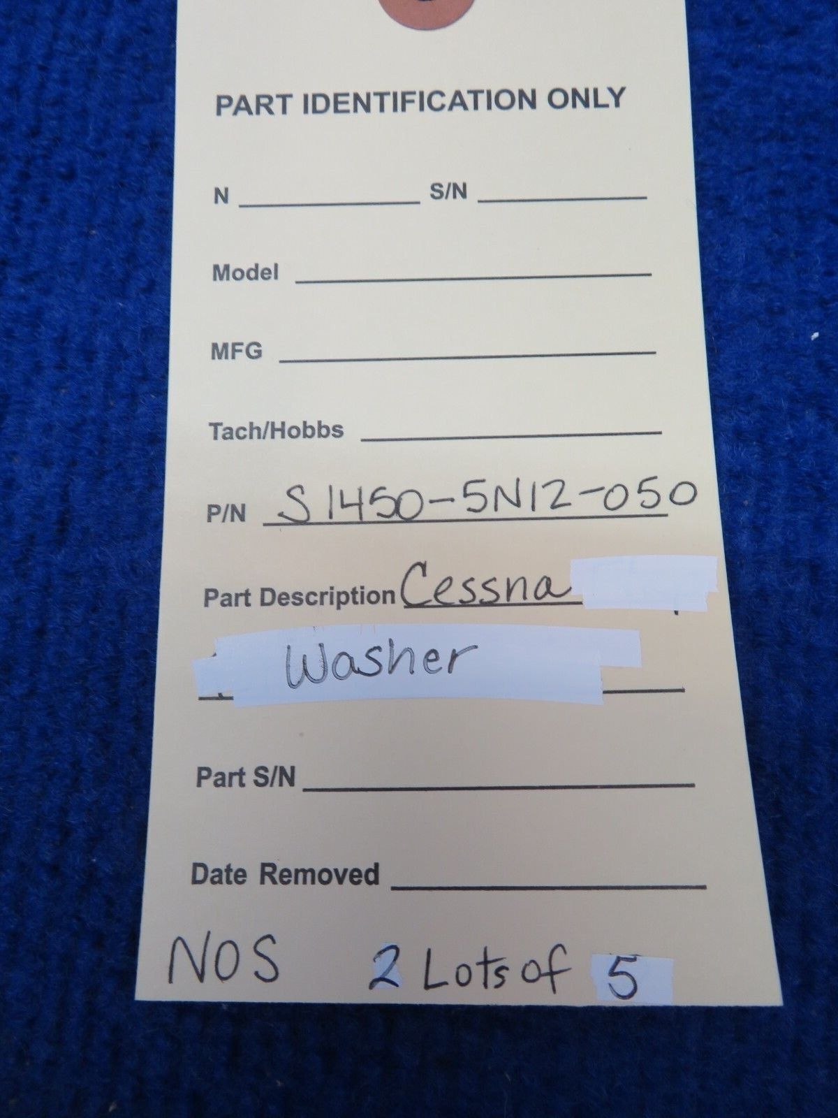 Cessna Washer P/N S1450-5N12-050 LOT OF 5 NOS (0622-447)