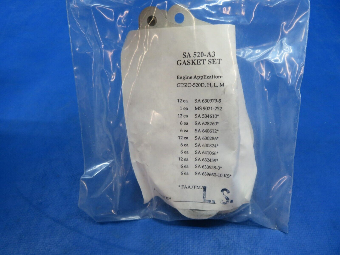 Continental GTSIO-520 Superior Gasket Set P/N SA-520-A3 NOS (1123-480)