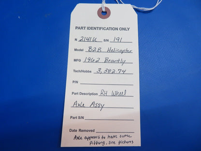 Brantly B2B Helicopter RH Wheel Axle Assy (1022-773)