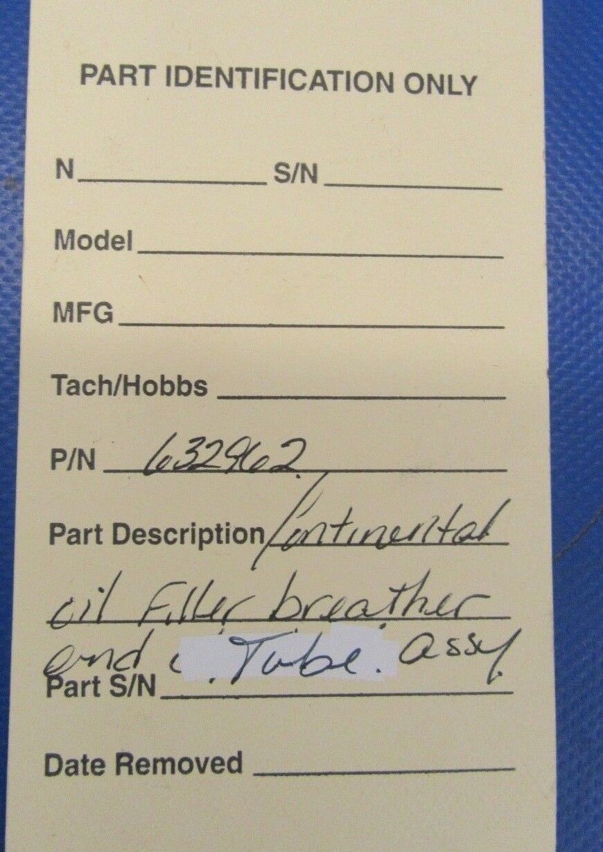 Continental Oil Filler Breather & Tube Assy P/N 632962 (1118-244)