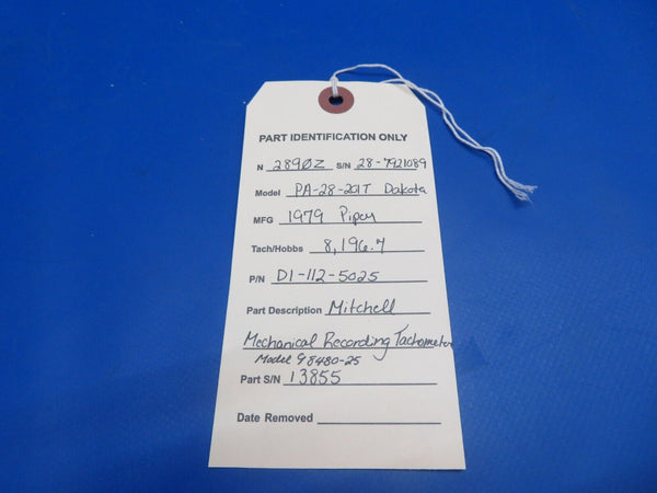Piper PA-28-201T Dakota Recording Tachometer P/N D1-112-5025 (0922-804)