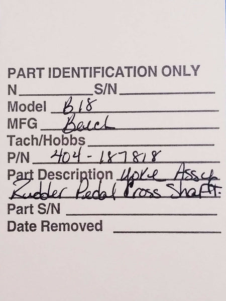 Beech 18 Yoke Assy Rudder Pedal Cross Shaft P/N 404-187818 (0716-45)
