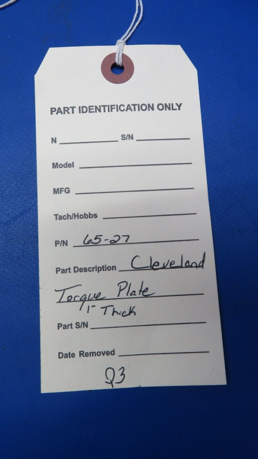 Cleveland Torque Plate 1" Thick P/N 65-27 (0523-904)